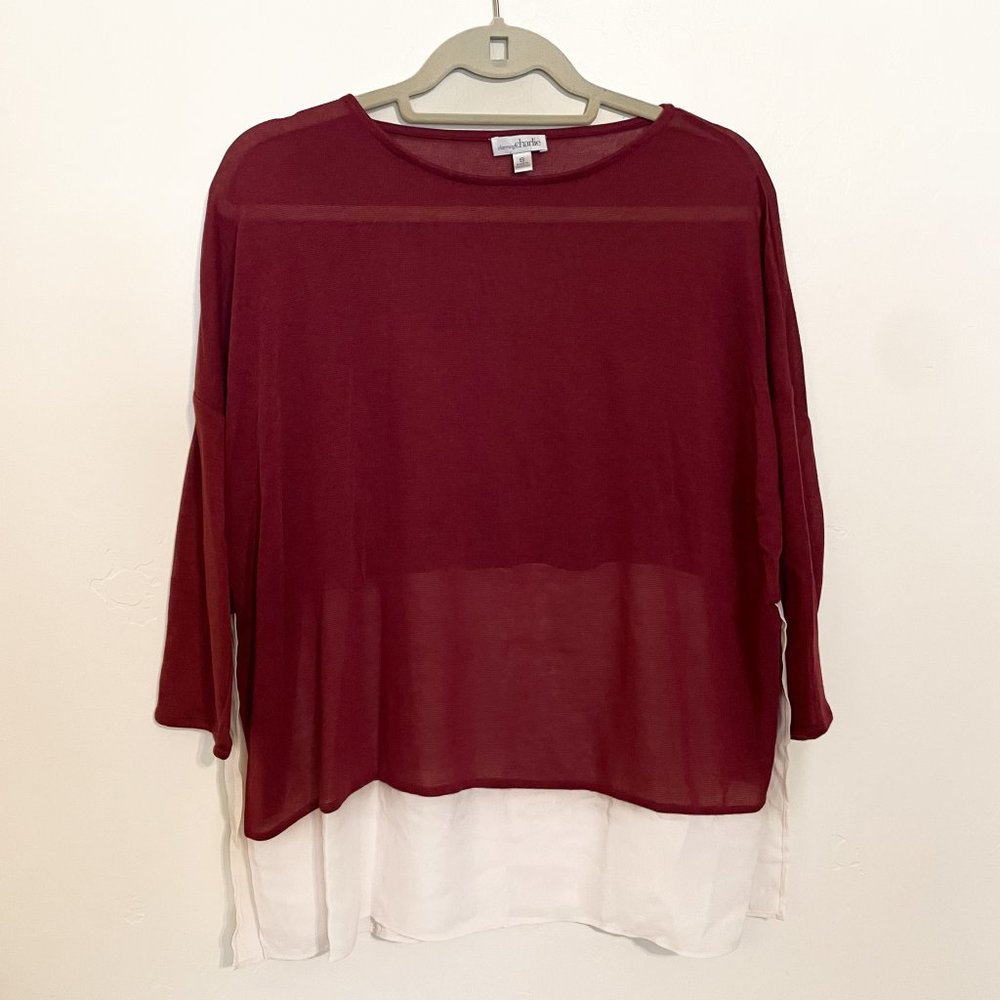 Charming Charlie - Pink and White Knit Shirt - S